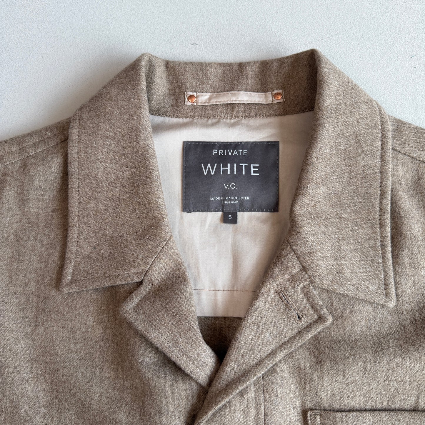 MINT! Private White V.C. (5 / L) "Mayfair Shacket" Oat Wool Jacket Overshirt