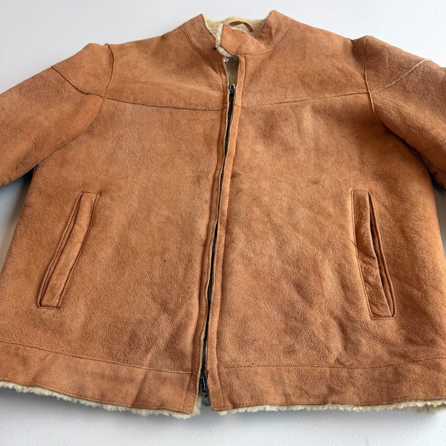 Ermenegildo Zegna (50IT /M) Leather Shearling Tan Bomber Jacket