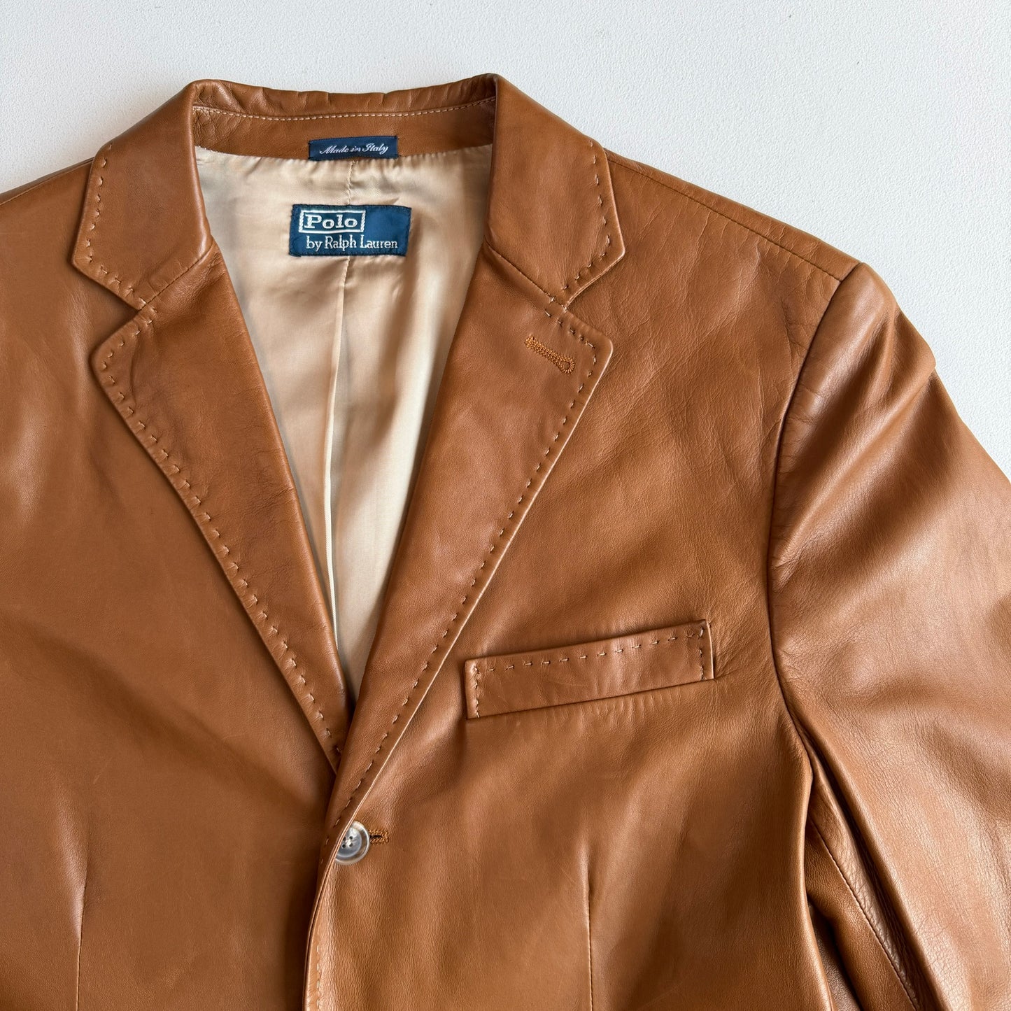 Polo Ralph Lauren (M) Glove Soft Cognac Brown Leather Sport Coat