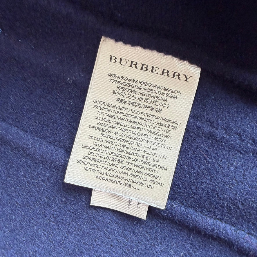 Burberry (2XL, Fits like 44L) Camel Hair Unstructured Navy Blue Sports Coat
