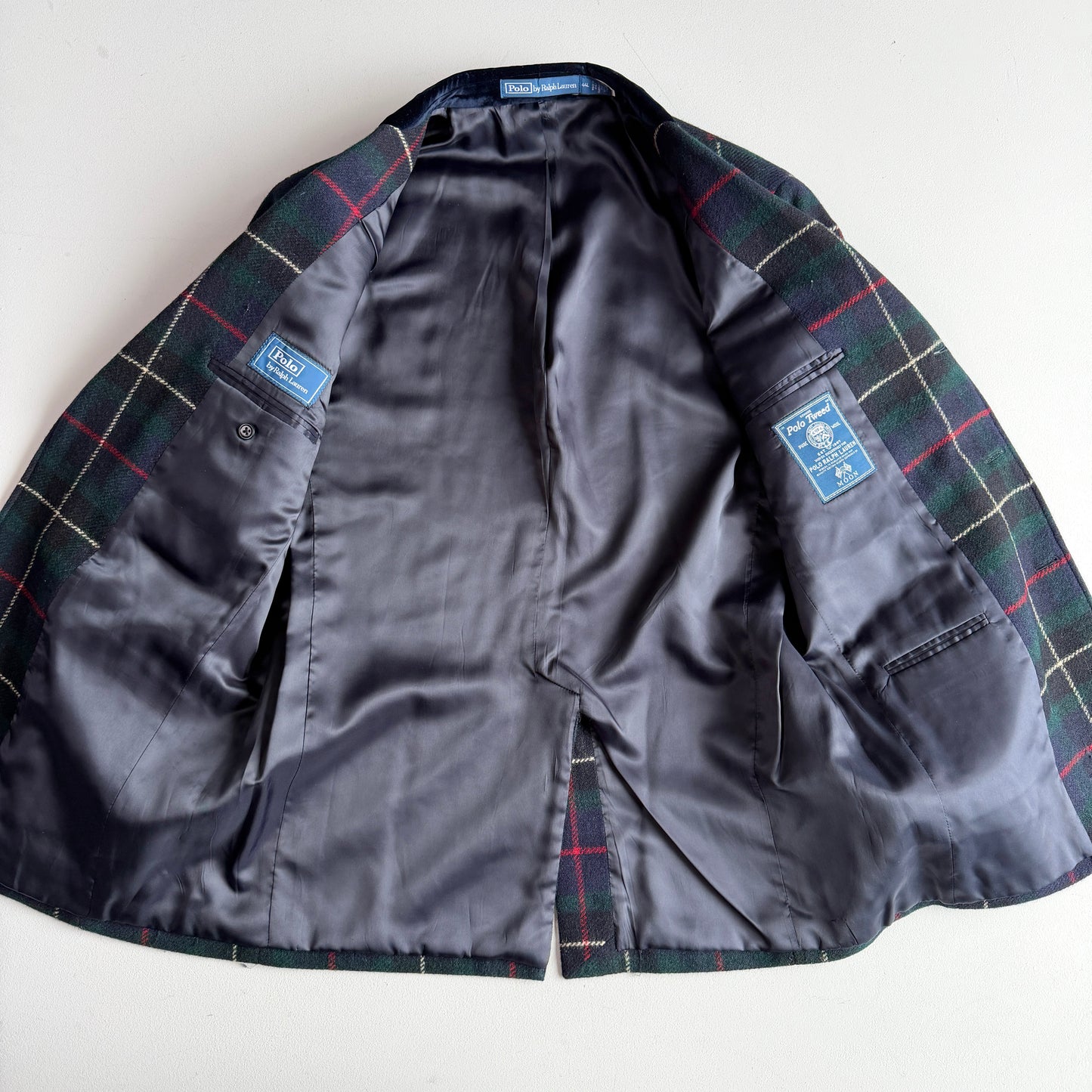 Polo Ralph Lauren (44L) Tartan Velvet Collar Moon Woven Tweed Wool Sport Coat
