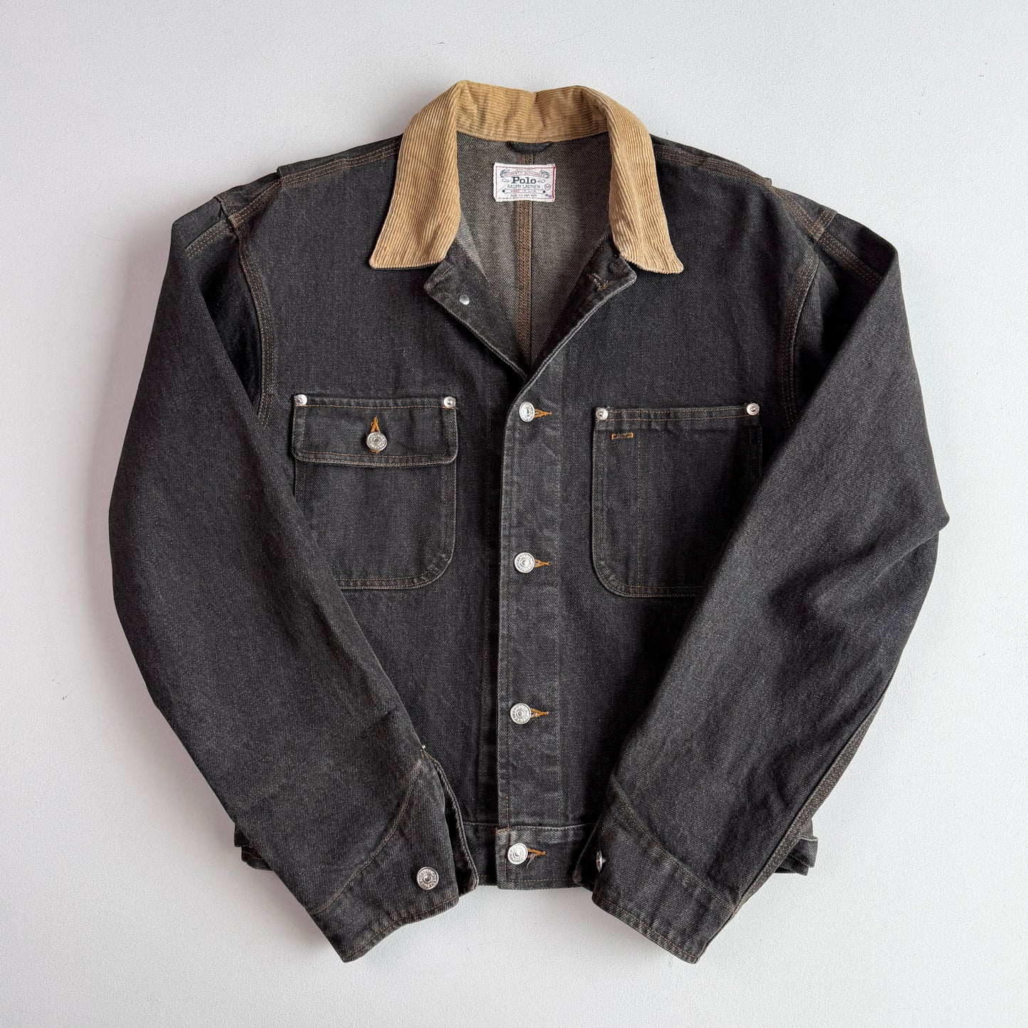 VNTG Polo Ralph Lauren (M) Charcoal Gray Denim Western Trucker Jacket
