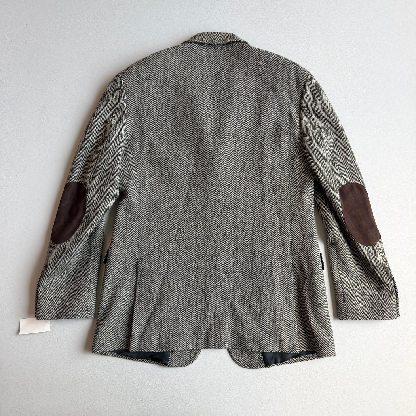NWT Polo Ralph Lauren (L) Tweed Herringbone Wool Suede Patch Sport Coat