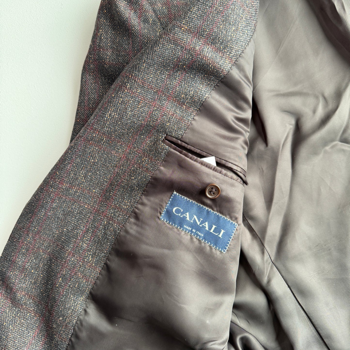 Canali (52IT / 42L) Aubergine Wool/Silk/Cashmere Red Over Check Sports Coat