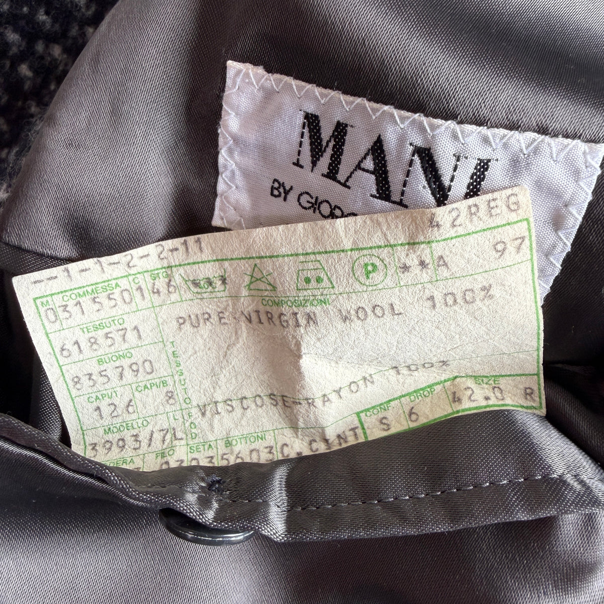 VNTG Giorgio Armani MANI (42R) 100% Wool Tweed Belted Balmacaan Overcoat