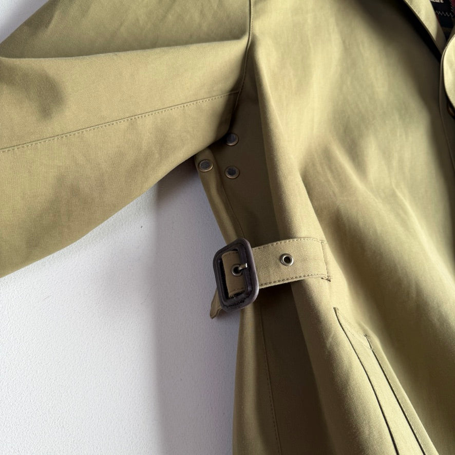 Paul Stuart (L / 42L) Cotton Side-Tab Olive/Khaki Rain Mac Coat