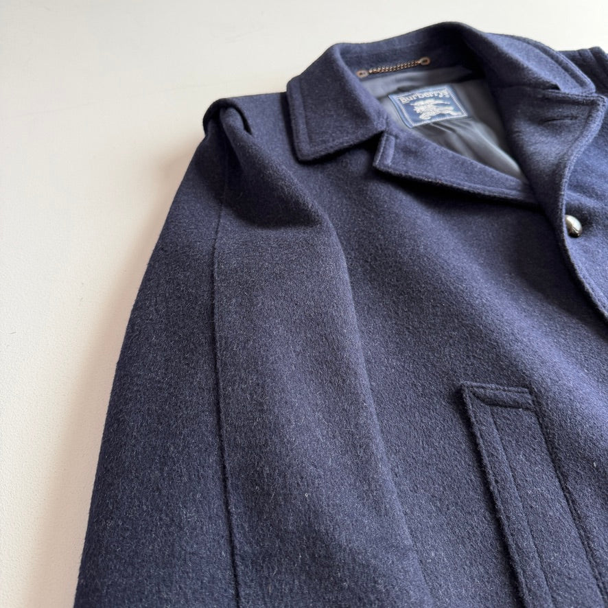 VNTG Burberry (40/ 50IT) Loden-Style MADE IN AUSTRIA Wool Navy Blue Overcoat