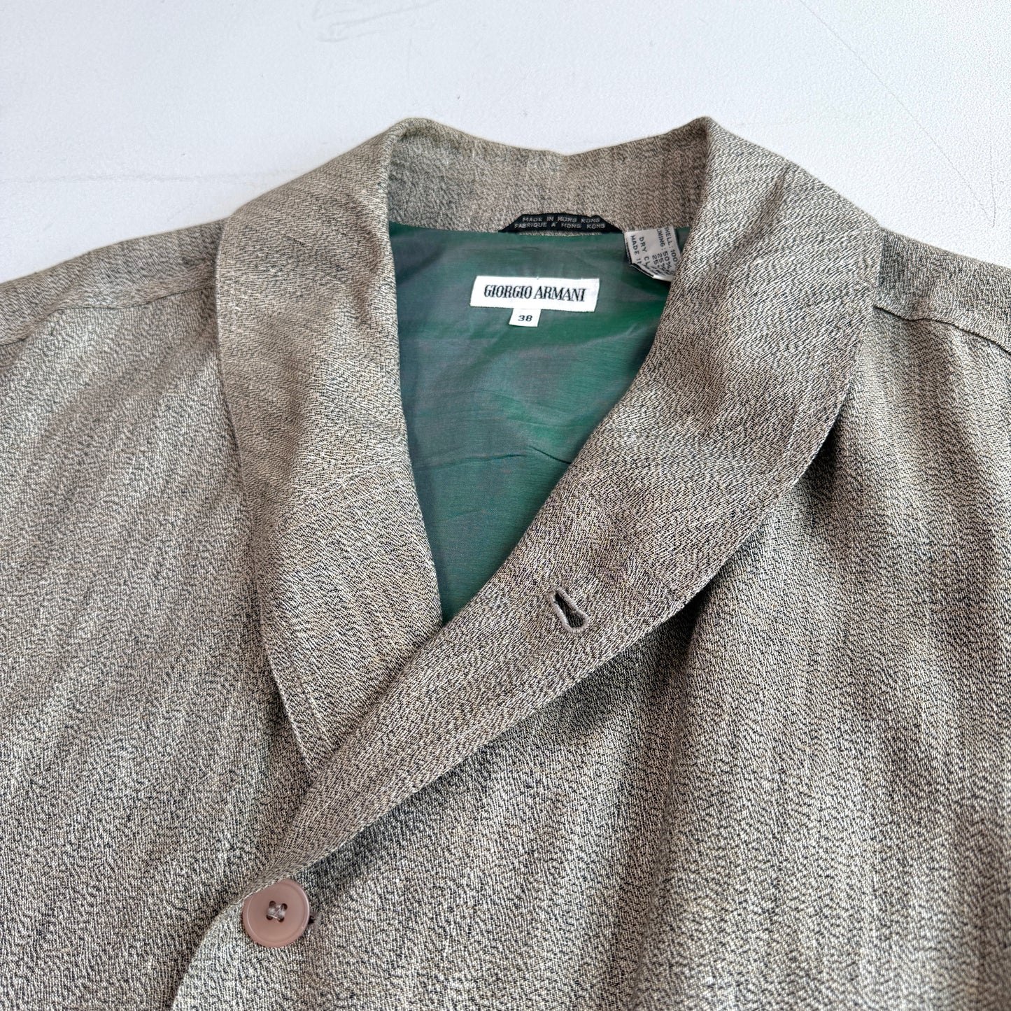VNTG Giorgio Armani (38IT / M) Linen Blouson Heathered Teal Lined Jacket
