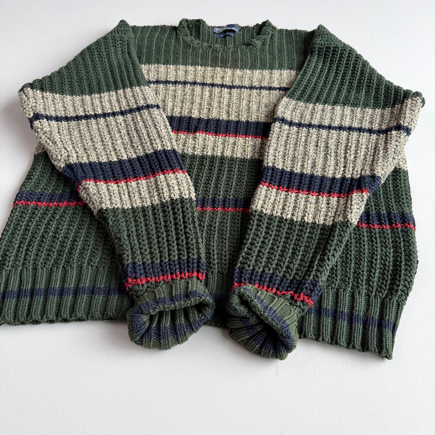 VNTG Polo Ralph Lauren (XL) Cotton/Linen Rib Knit Stripe Sweater