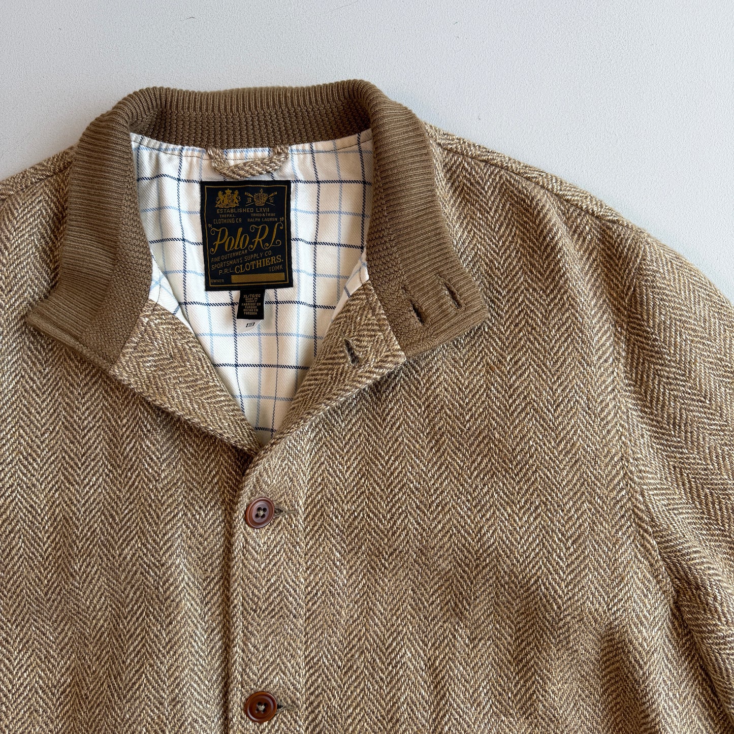 Polo Ralph Lauren (XL) Linen/Silk/Wool Tweed Beige Bomber-Style Jacket