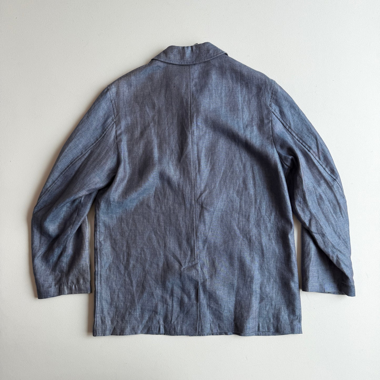 Canali 48IT (fits like 50IT) Iridescent Slate Blue Linen Chore Coat