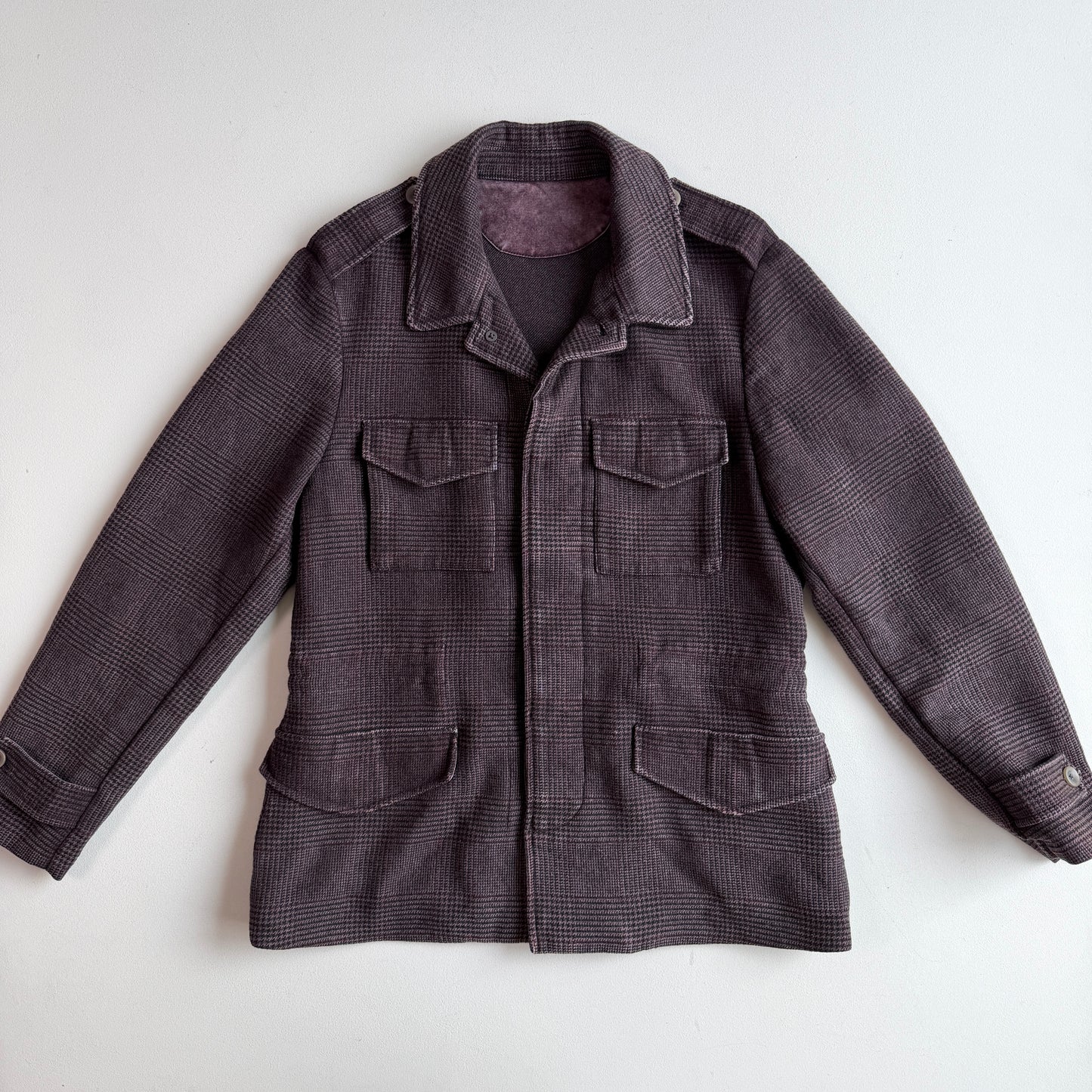 Boglioli (54IT / XL) 100% Cashmere Glen Plaid Maroon Field Jacket