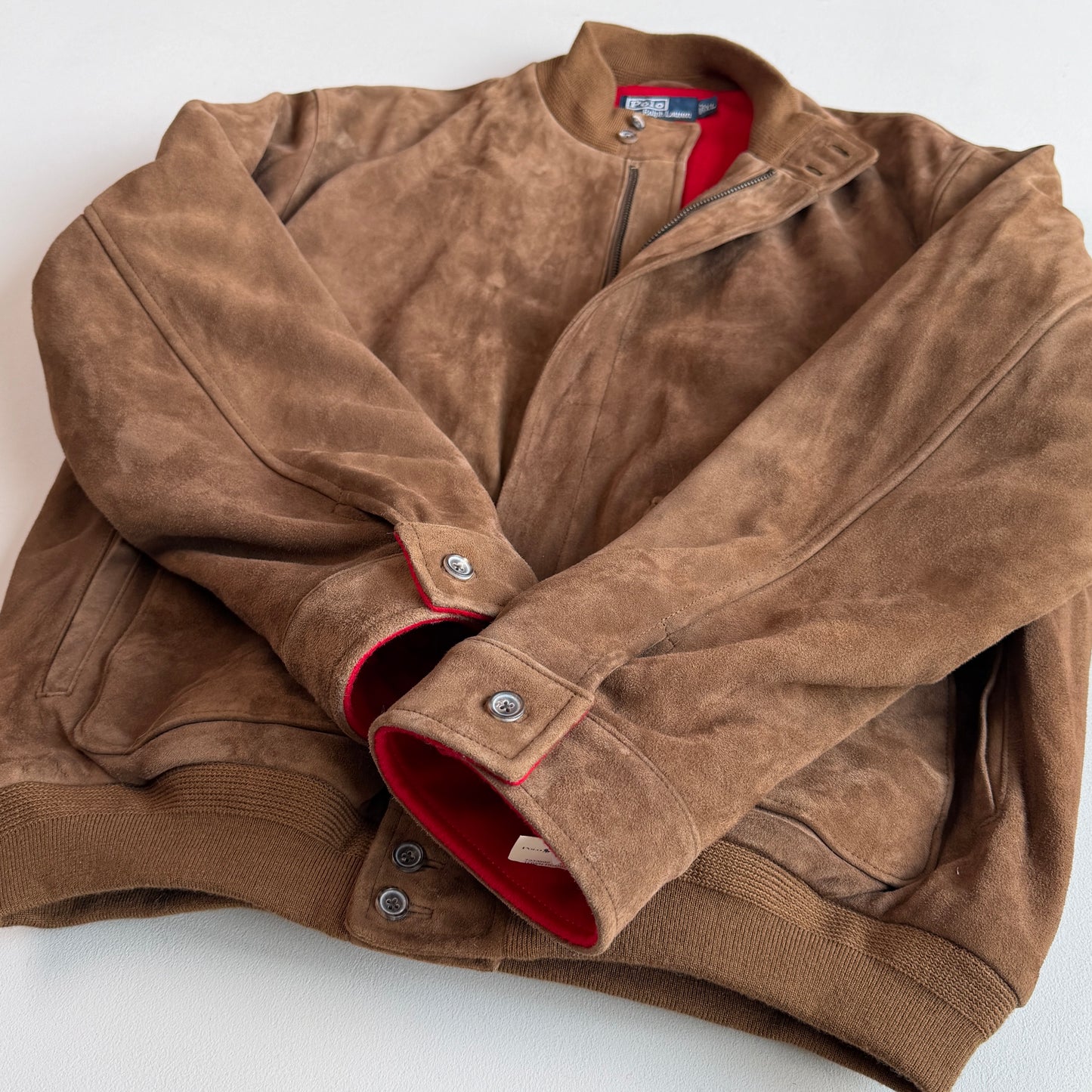 NWT VNTG Polo Ralph Lauren (XL) Suede Leather Bomber Fleece Lined Jacket