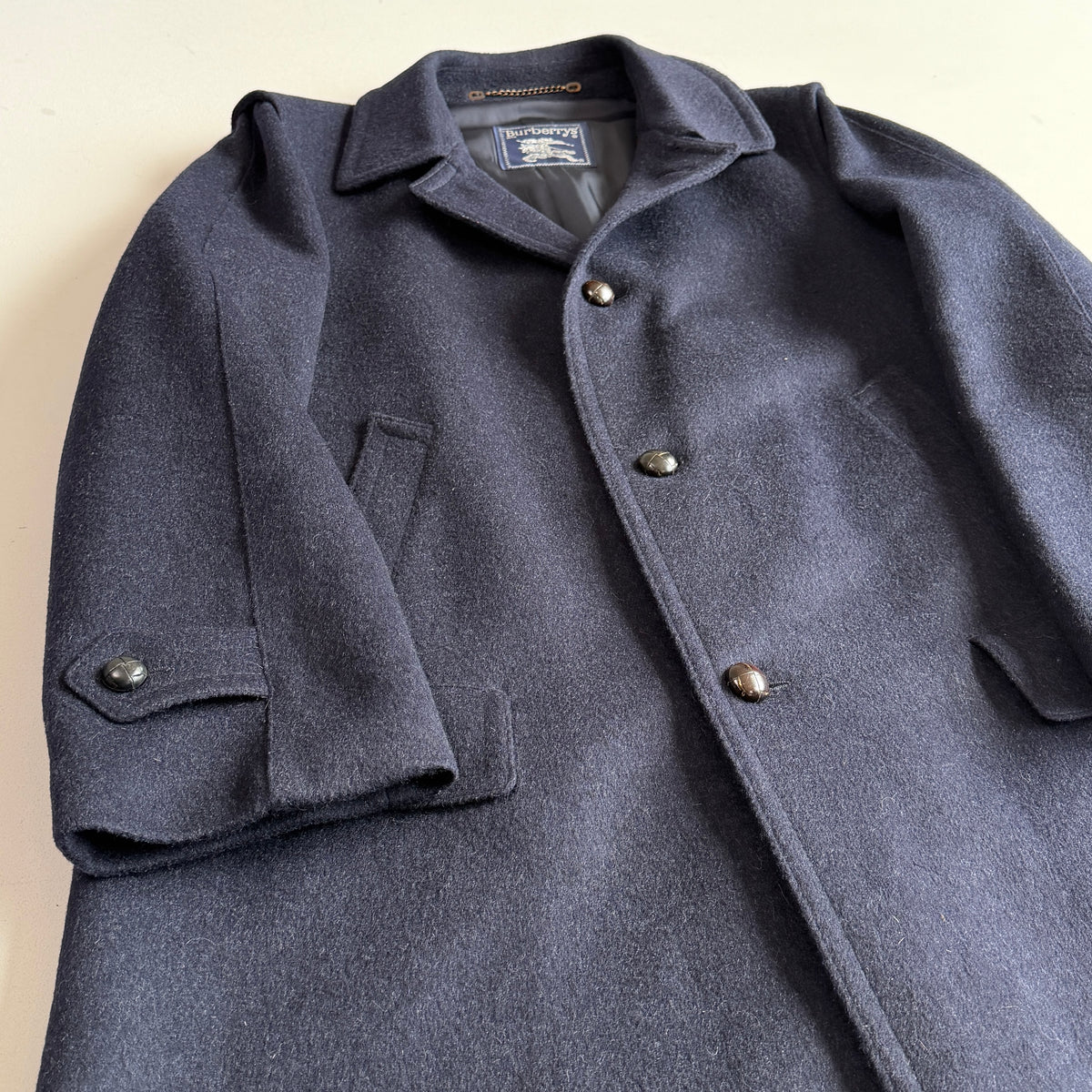 VNTG Burberry (40/ 50IT) Loden-Style MADE IN AUSTRIA Wool Navy Blue Overcoat