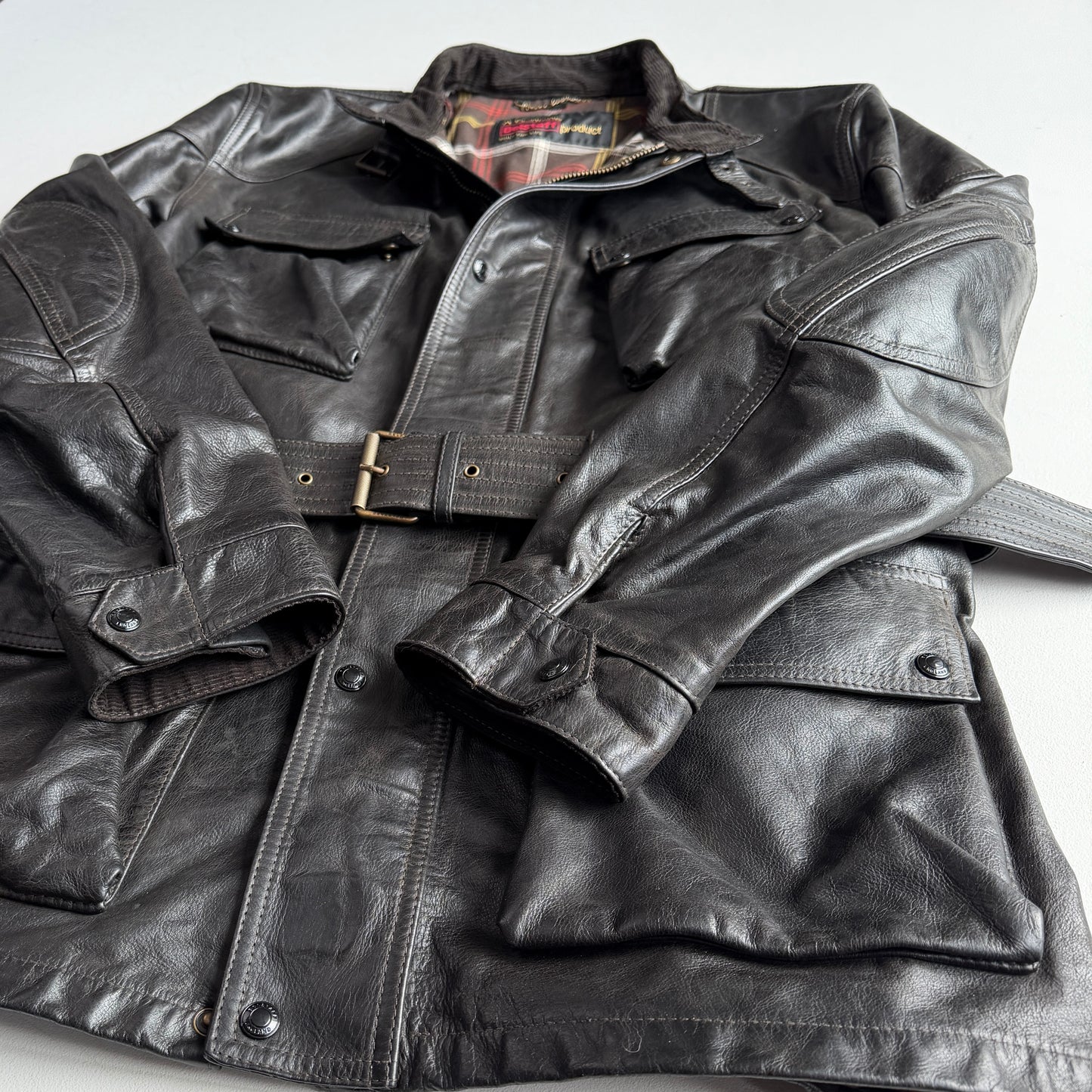 NWOT Belstaff (US 48 / 2XL) Trailmaster Panther Waxed Leather Motorcyle Jacket