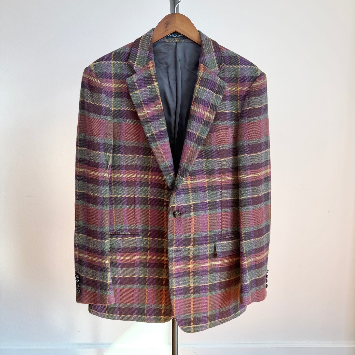 Polo Ralph Lauren (40R) Plum Wool Angora Plaid Tartan Bradford Sports Coat