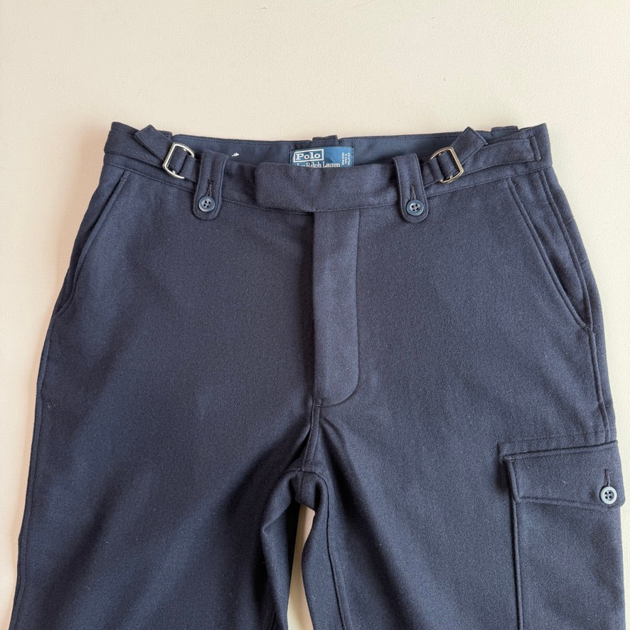 NWOT Polo Ralph Lauren (36x33) Navy Blue Wool/Angora/Cashmere Side Tab Pants