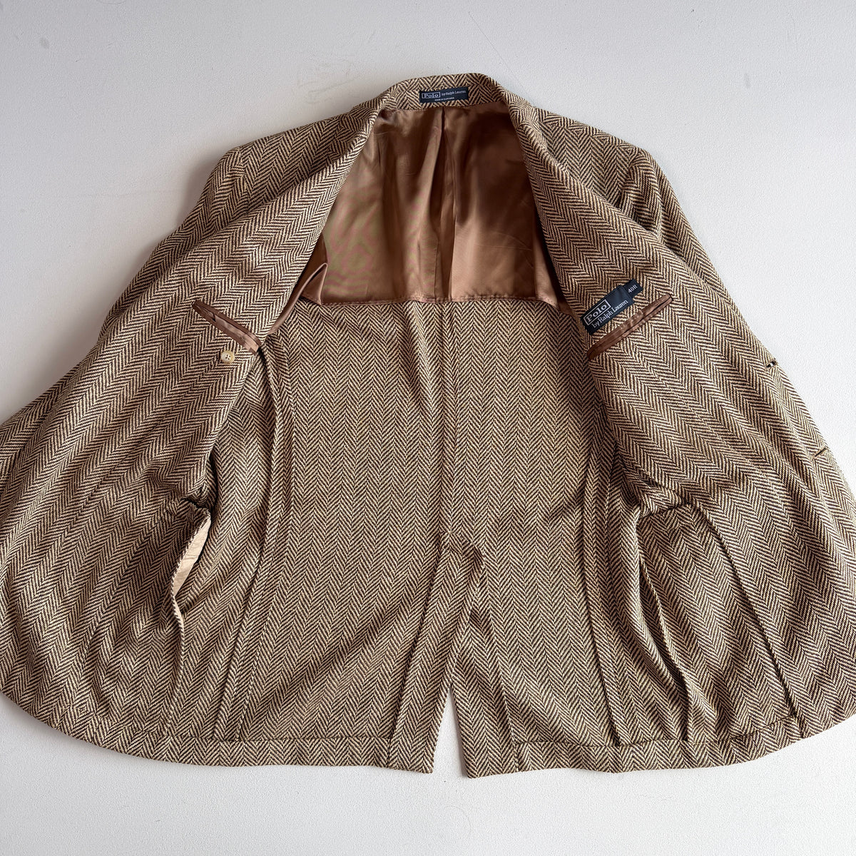 NWOT Polo Ralph Lauren (40R) 100% Silk 3-2 Roll Tweed Herringbone Sport Coat
