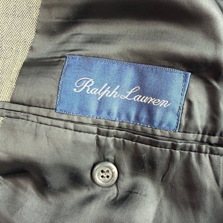 VNTG Ralph Lauren Pre-Purple Label (44L) 100% Linen Spalla Camicia Sport Coat