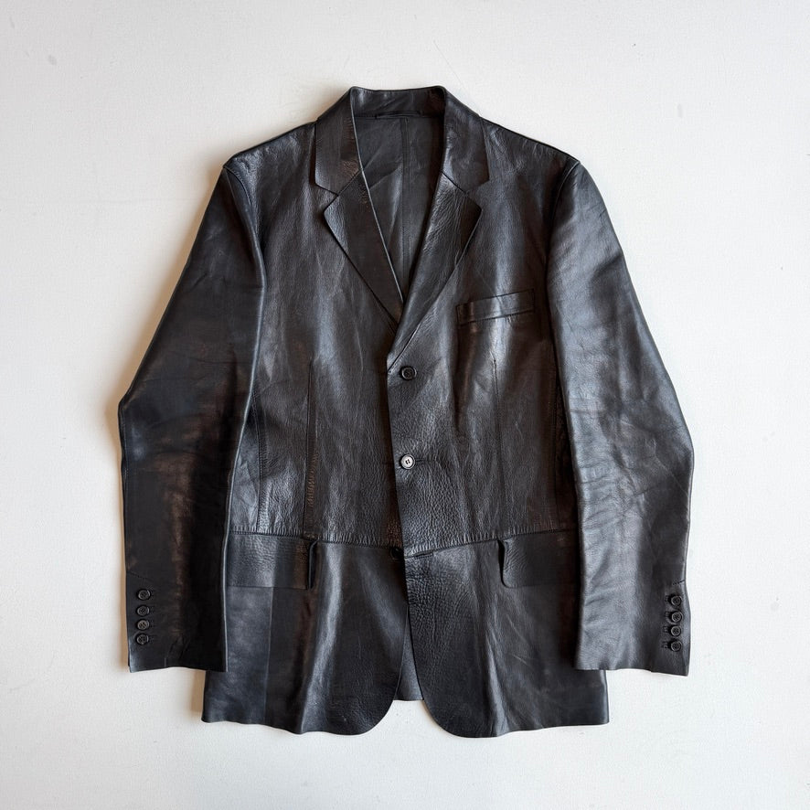 Gucci (48IT) Leather Unlined Black Surgeon Cuff Sport Coat