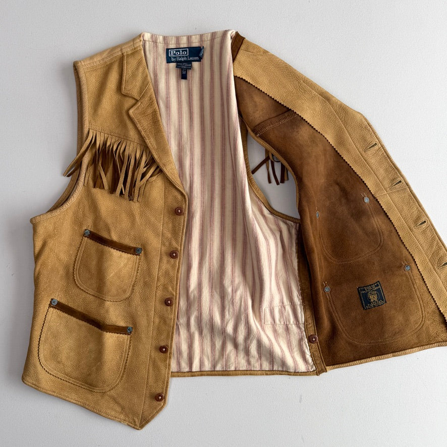 Polo Ralph Lauren (M) Deerskin Leather Fringe Western Vest