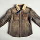 NWT Polo Ralph Lauren (S) Leather Shearling Western Pearl Snap Jacket Shirt