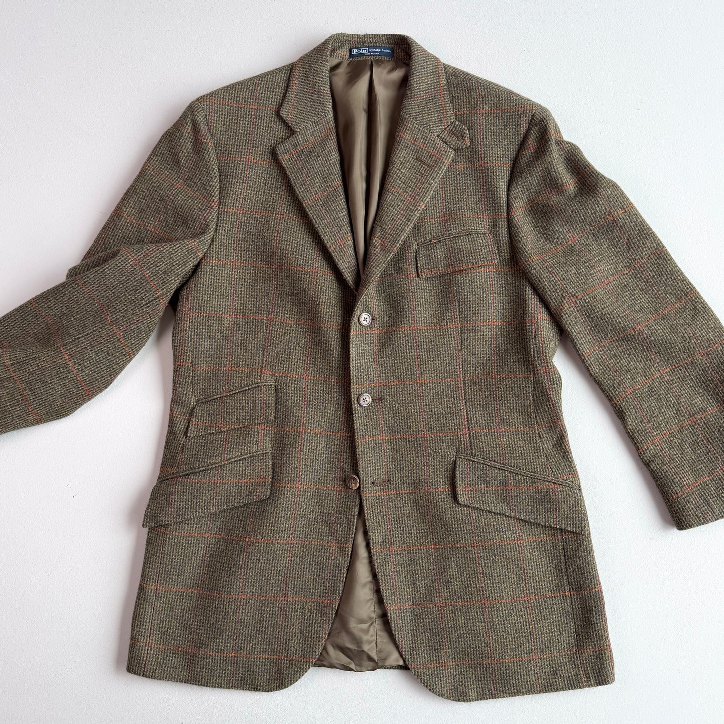 Polo Ralph Lauren (40L) Wool/Cashmere Flannel Overcheck Hacking Jacket