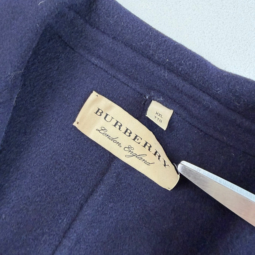 Burberry (2XL, Fits like 44L) Camel Hair Unstructured Navy Blue Sports Coat