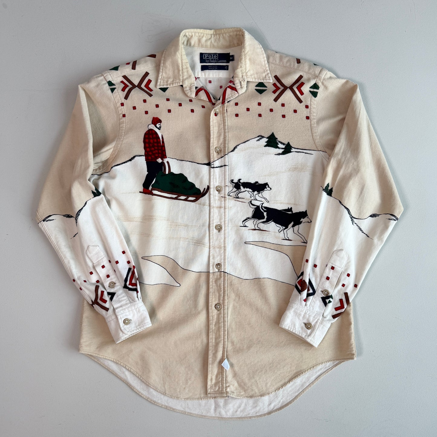 VNTG Polo Ralph Lauren (M) Arctic Sled Dog Flannel Cotton Shirt