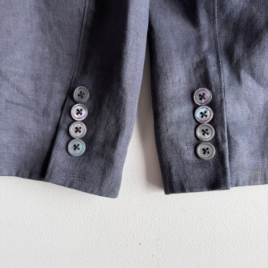 Polo Ralph Lauren (46 /46L) Half-Norfolk 100% Linen Slate Blue Sport Coat