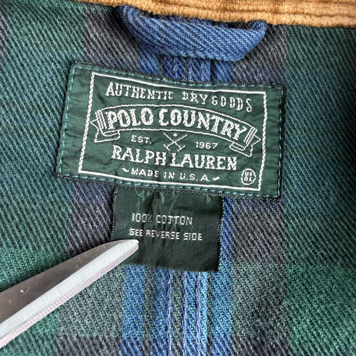 VNTG Ralph Lauren Polo Country (XL) Black Watch Denim Western Trucker Jacket