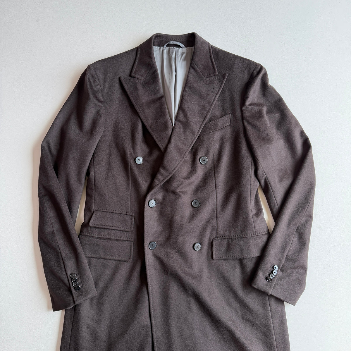 Ermenegildo Zegna (56L) 100% Cashmere Oxblood Half-Belt Double Breast Overcoat