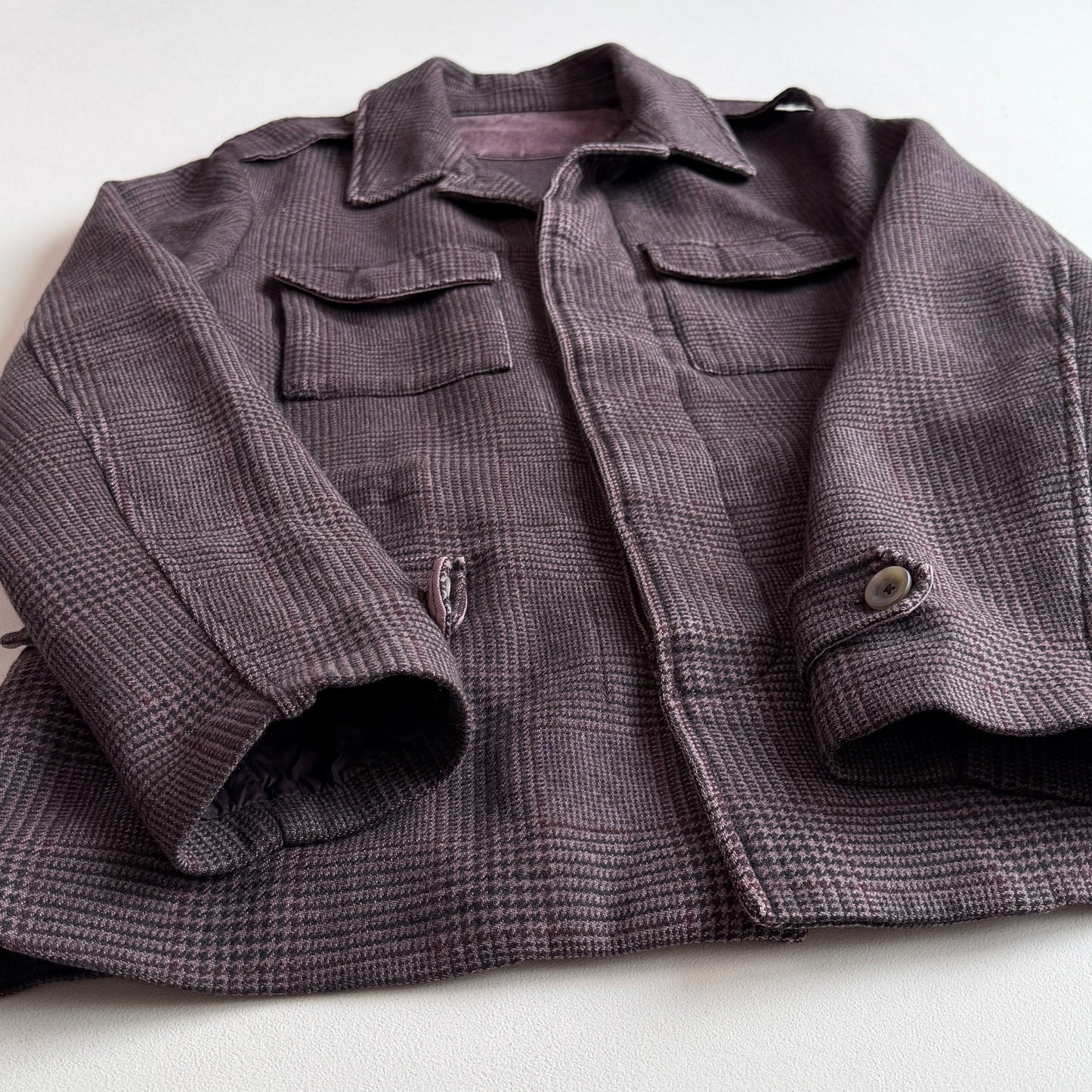 Boglioli (54IT / XL) 100% Cashmere Glen Plaid Maroon Field Jacket