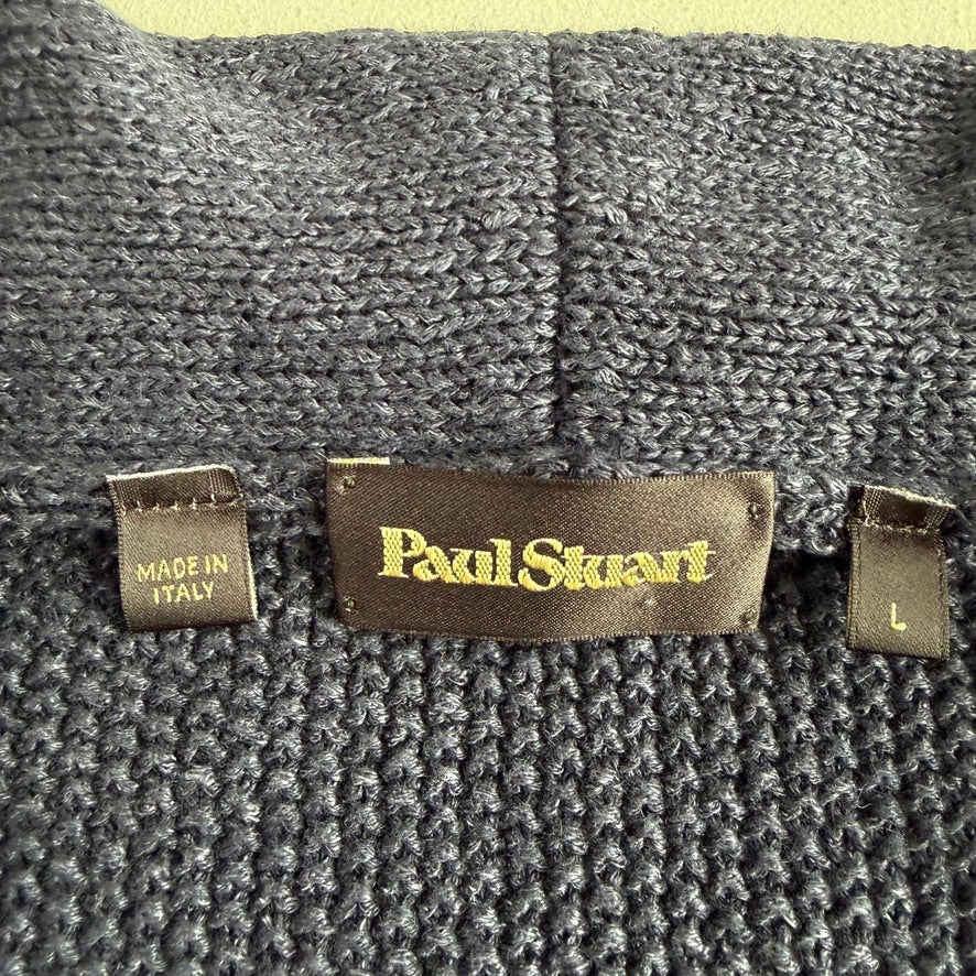 Paul Stuart (L) 100% Linen Indigo Dyed Knit Cardigan Sweater