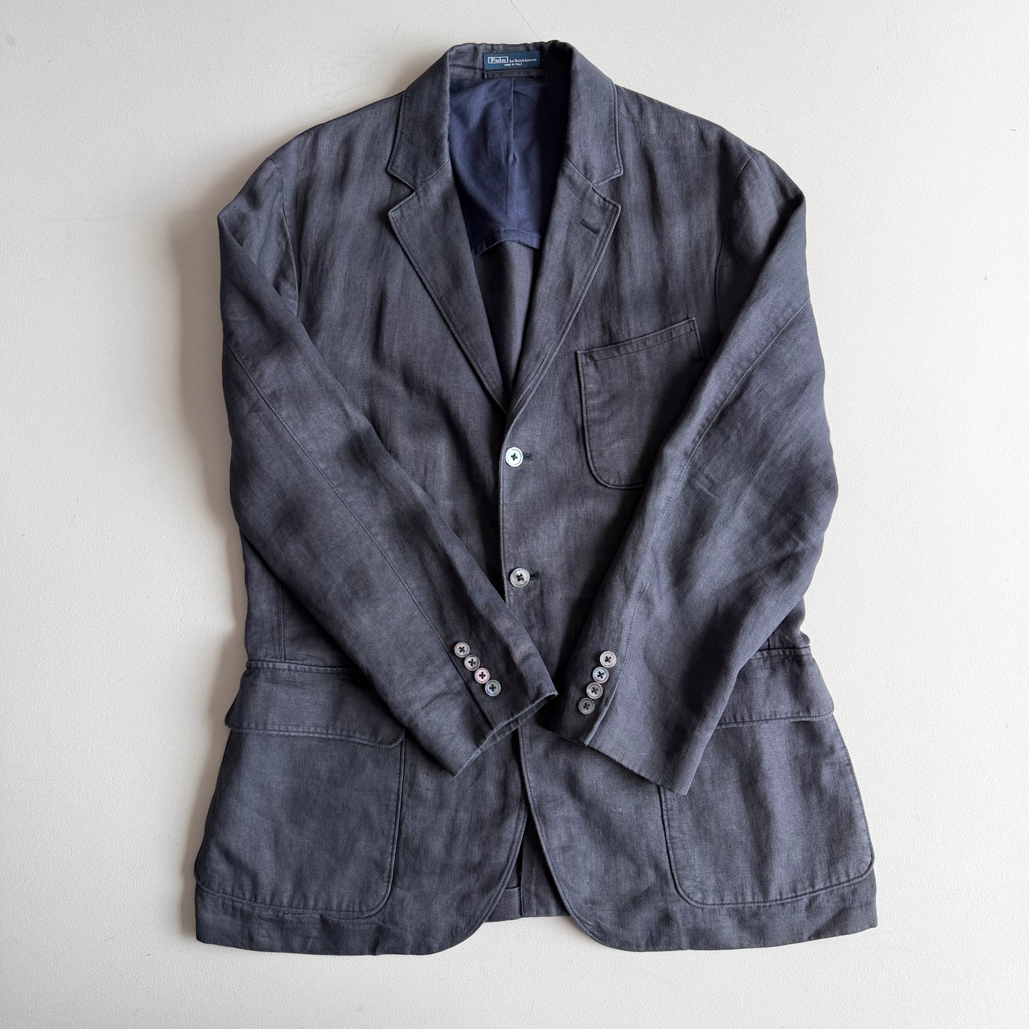 Polo Ralph Lauren (46 /46L) Half-Norfolk 100% Linen Slate Blue Sport Coat