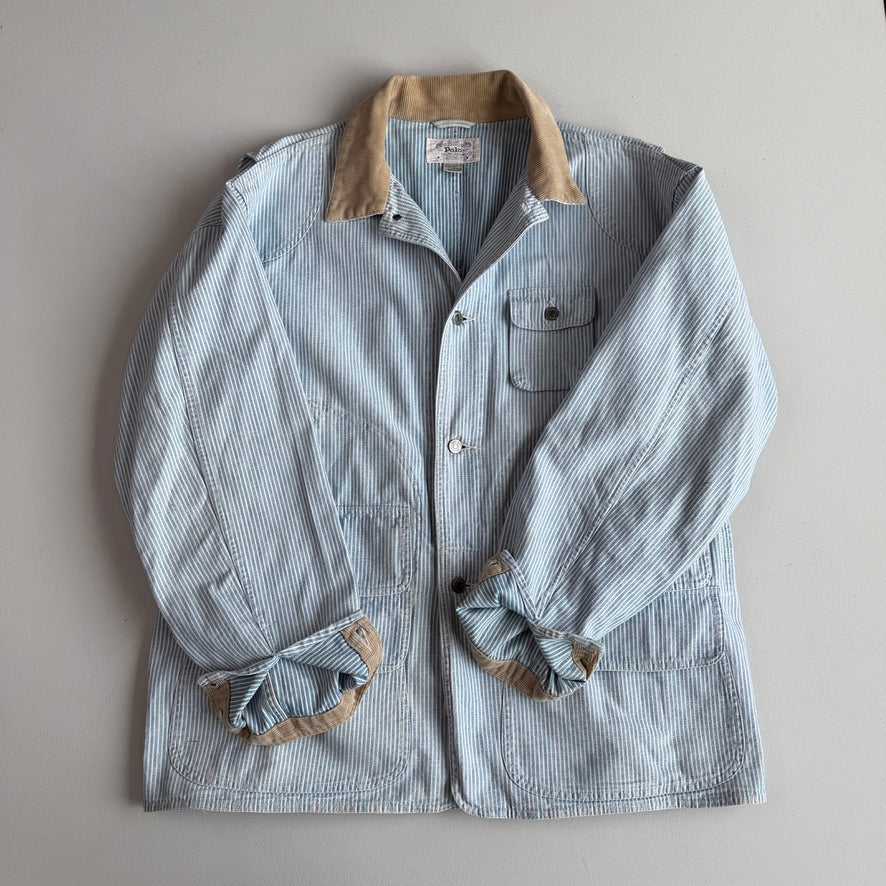 VNTG Polo Ralph Lauren (L) Hickory Stripe Field/Work Cotton Coat