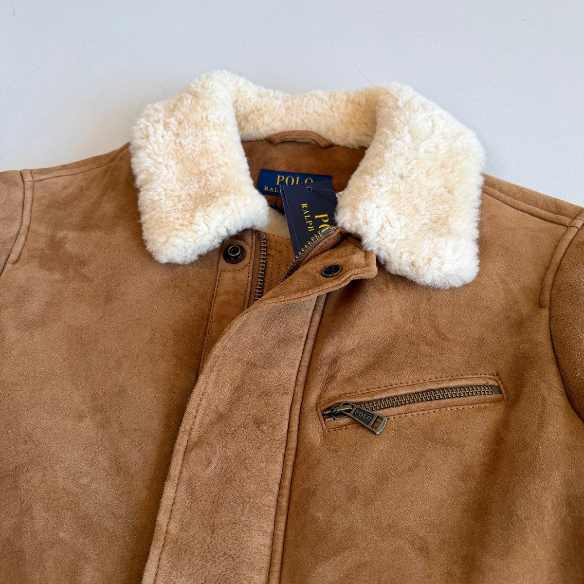 NWT Polo Ralph Lauren (S) Shearling Lamb Suede Leather Car Coat