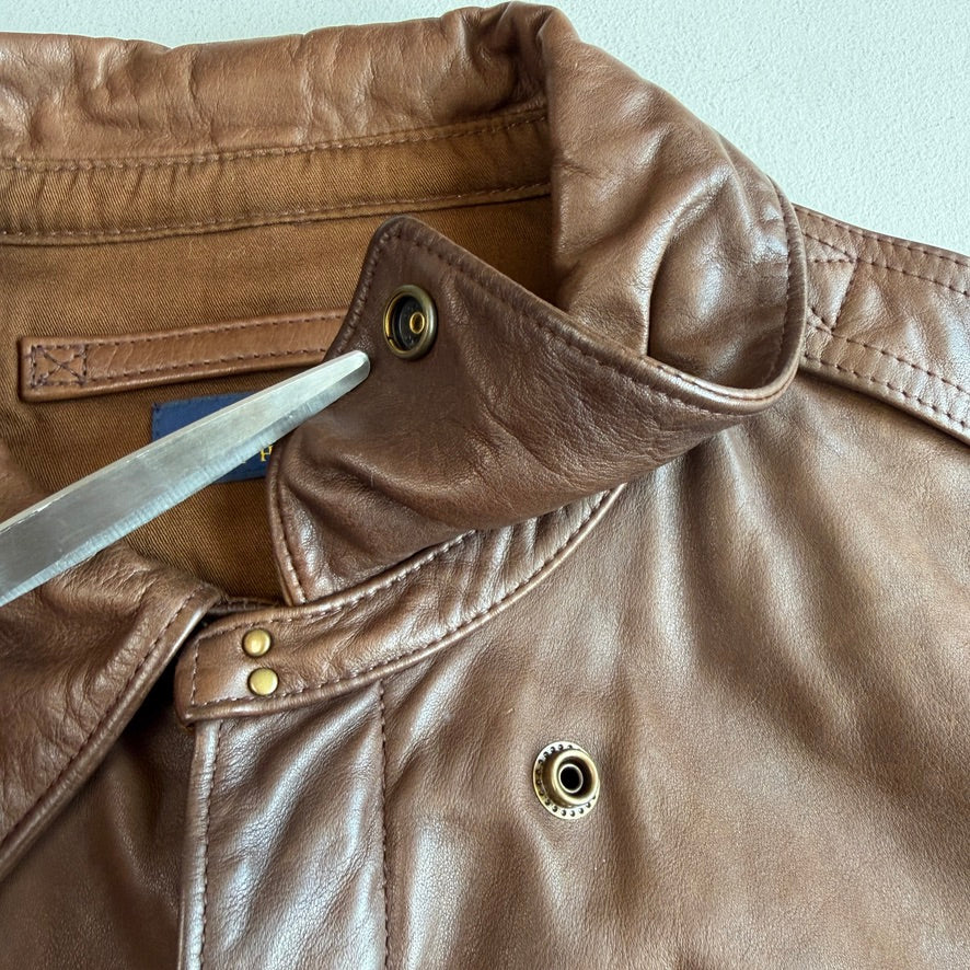 NWT Polo Ralph Lauren (L) A2 Bomber Farrington Leather Brown Jacket