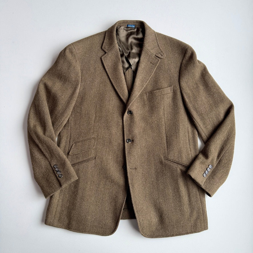 Polo Ralph Lauren (46L, XL) Olive Herringbone Wool Hacking Jacket