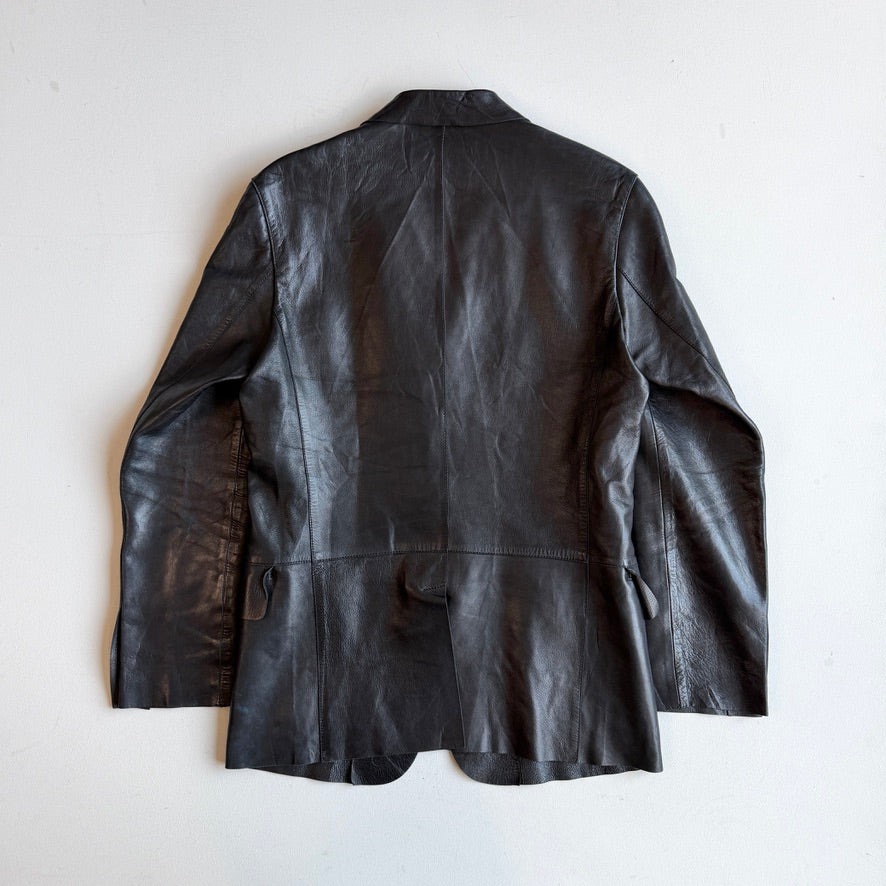 Gucci (48IT) Leather Unlined Black Surgeon Cuff Sport Coat
