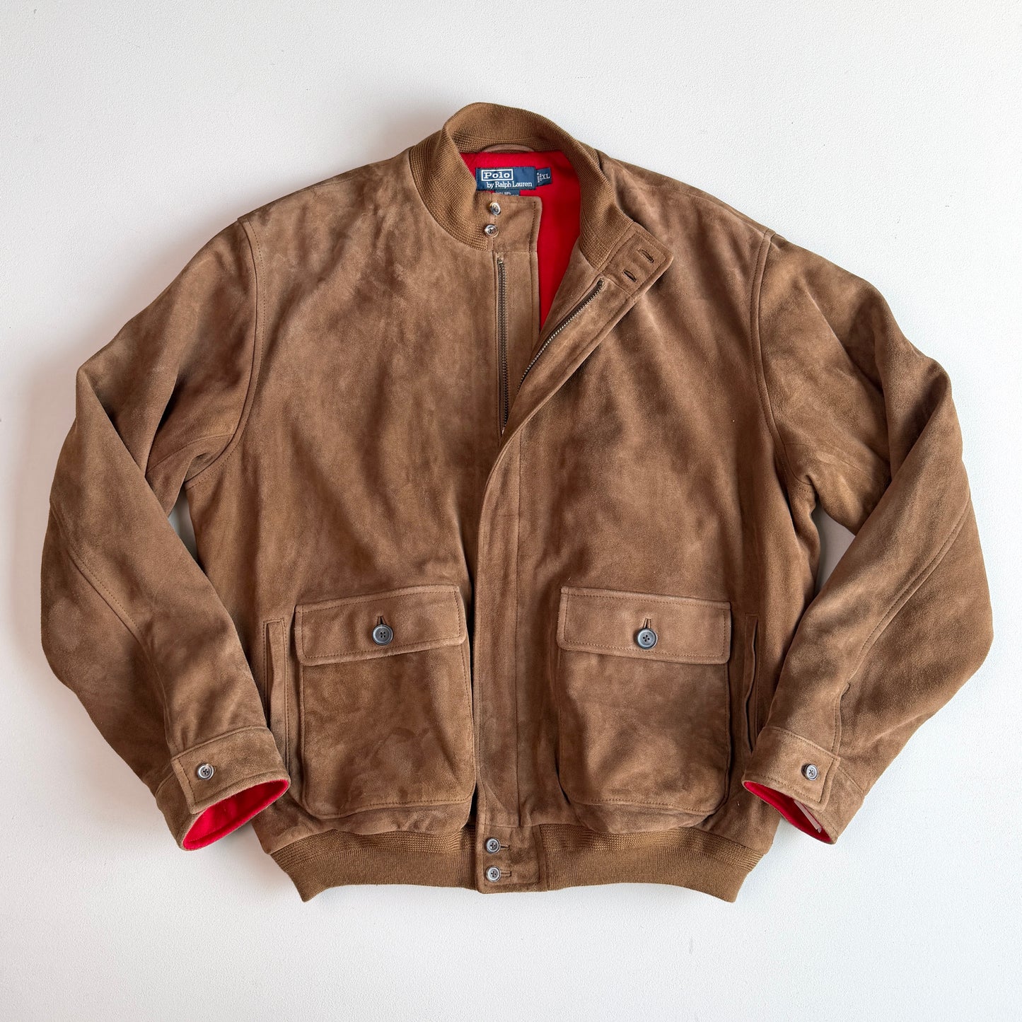 NWT VNTG Polo Ralph Lauren (XL) Suede Leather Bomber Fleece Lined Jacket