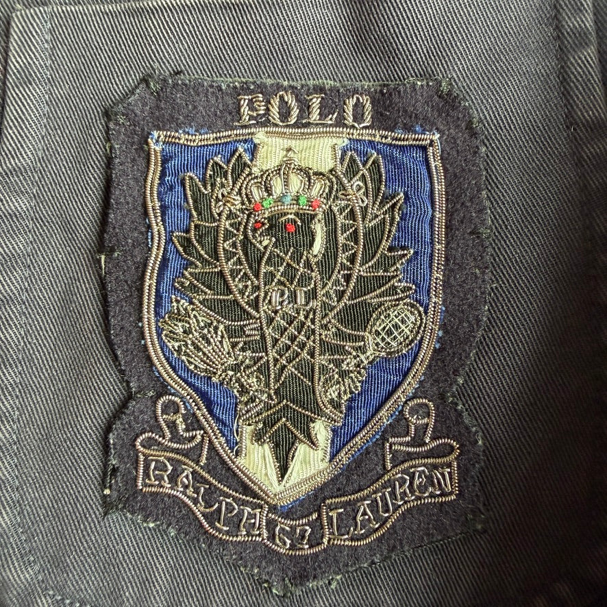 VNTG Polo Ralph Lauren (L / XL) Crest Navy Blue Cotton Twill Sport Coat