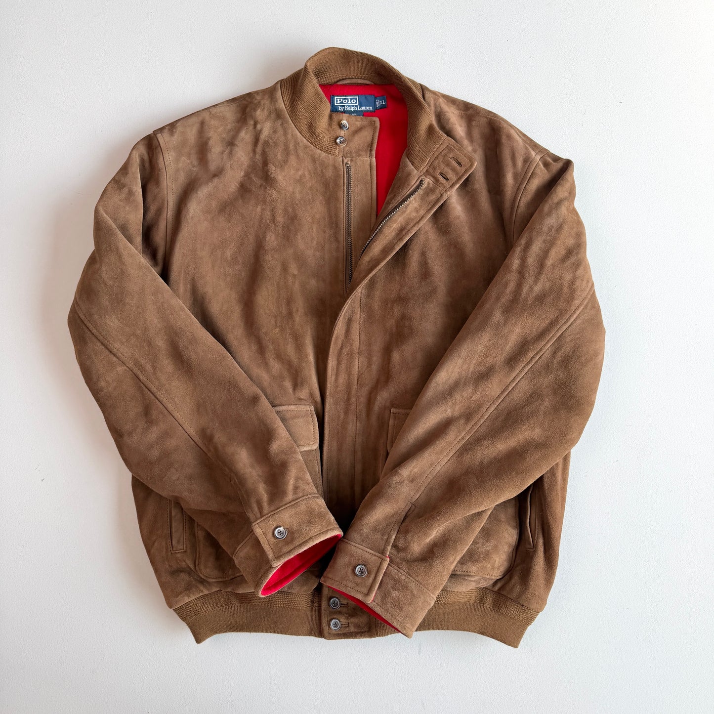 NWT VNTG Polo Ralph Lauren (XL) Suede Leather Bomber Fleece Lined Jacket