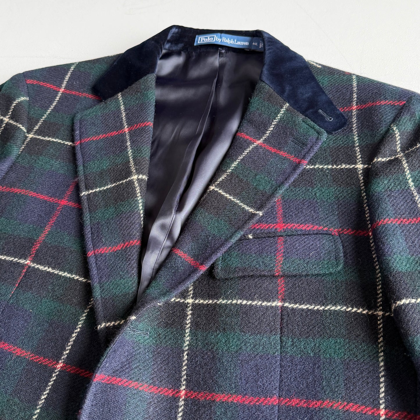 Polo Ralph Lauren (44L) Tartan Velvet Collar Moon Woven Tweed Wool Sport Coat