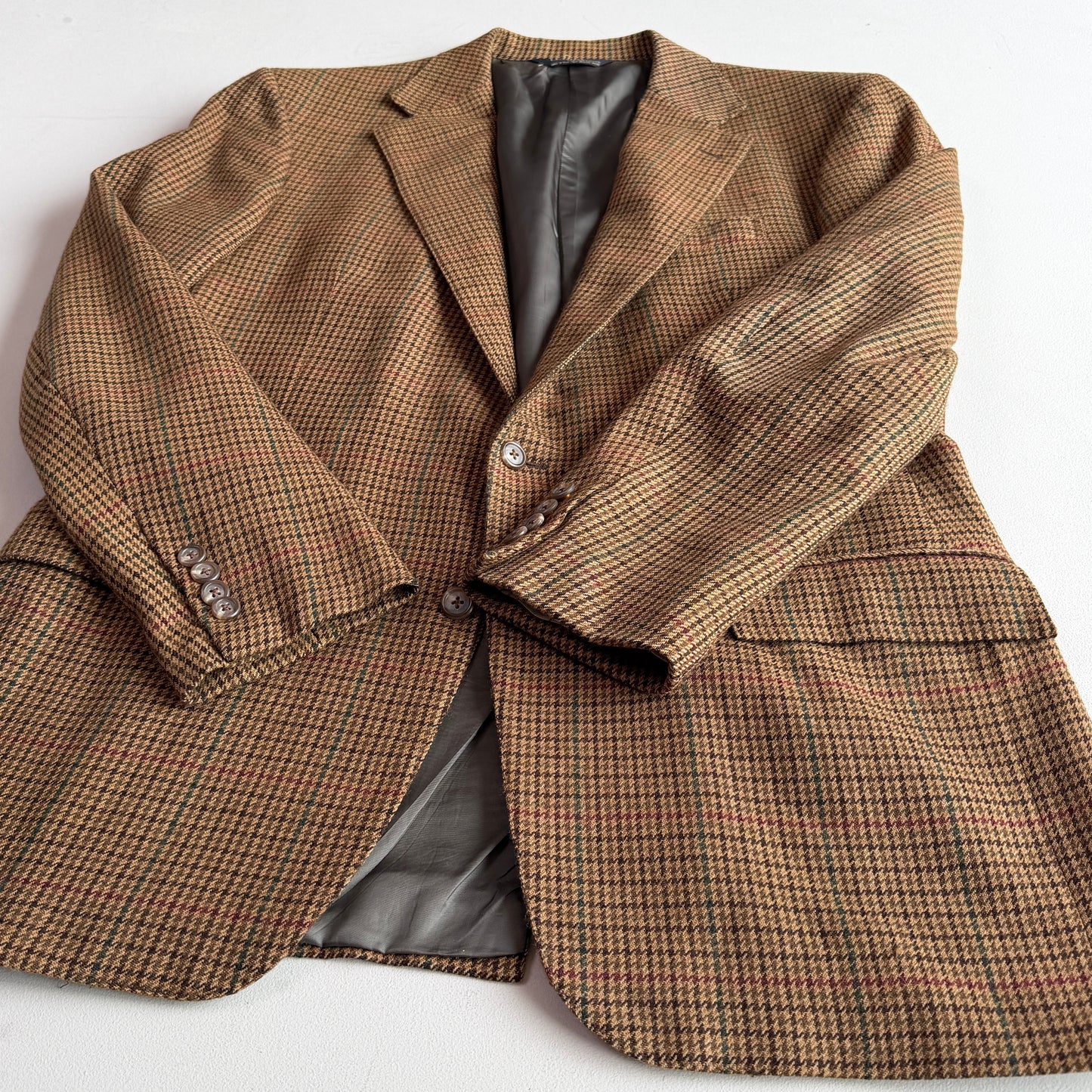 VNTG Polo Ralph Lauren (42L) Wool Houndstooth Overcheck Sports Coat