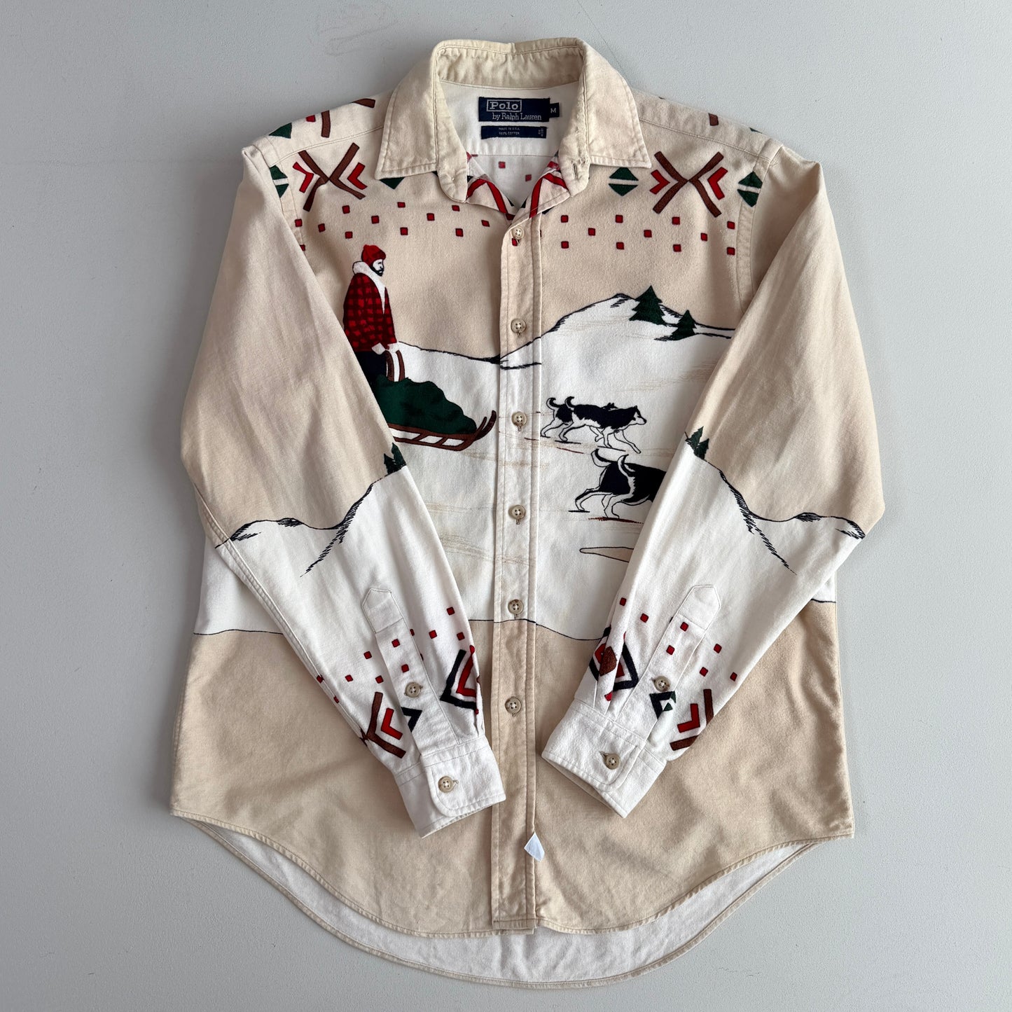 VNTG Polo Ralph Lauren (M) Arctic Sled Dog Flannel Cotton Shirt