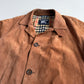 Burberry (52 /54) Suede Nova Check Raglan Balmacaan Leather Coat