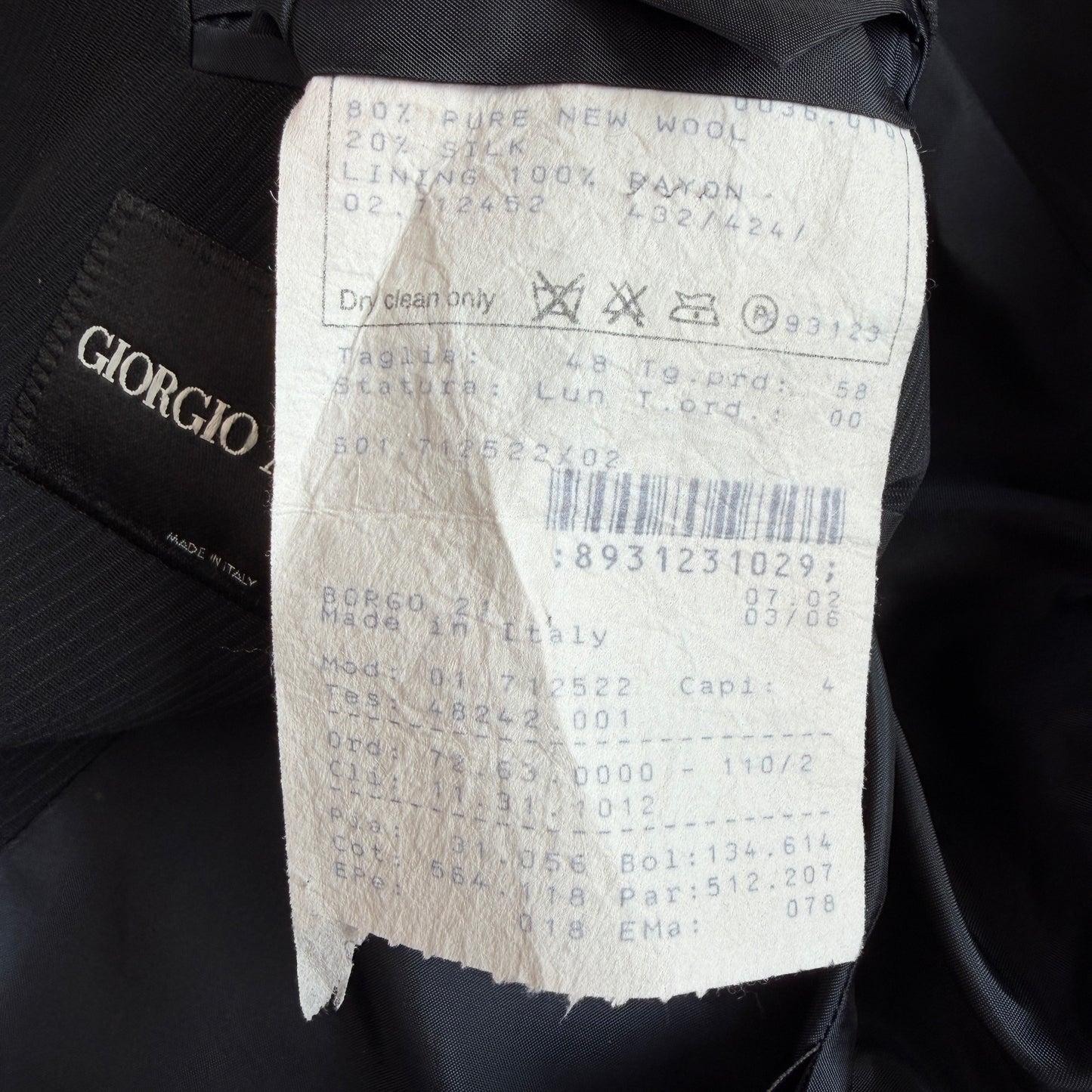 Giorgio Armani (58 / fits like 56L) Single Button Wool/Silk Twill Sport Coat