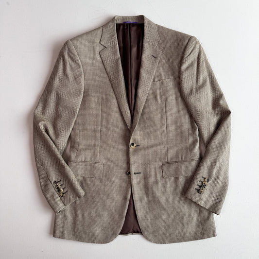 Ralph Lauren Purple Label (38R) Wool/Silk/Linen Beige Houndstooth Sport Coat
