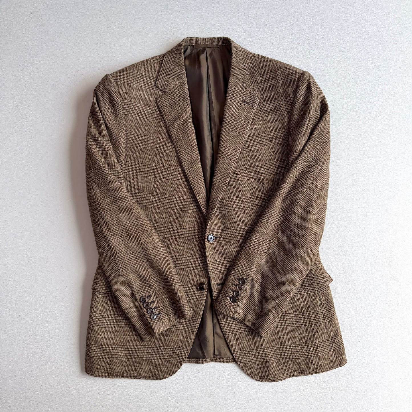 Ralph Lauren Purple Label (40R) Wool Flannel Glen Plaid Brown Sports Coat